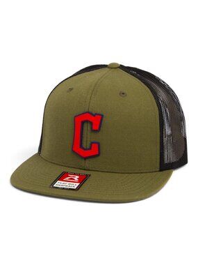 Cleveland Guardians Diamond C Navy 3D Wool Blend Flat Bill Hat- Loden/ Black